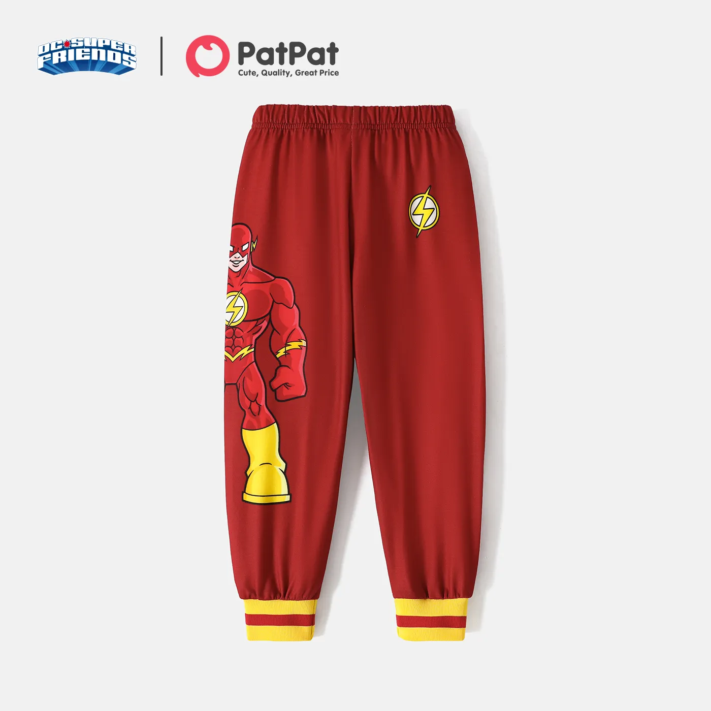Justice League Toddler Boy Character Print Elasticized Pants Red big image 1