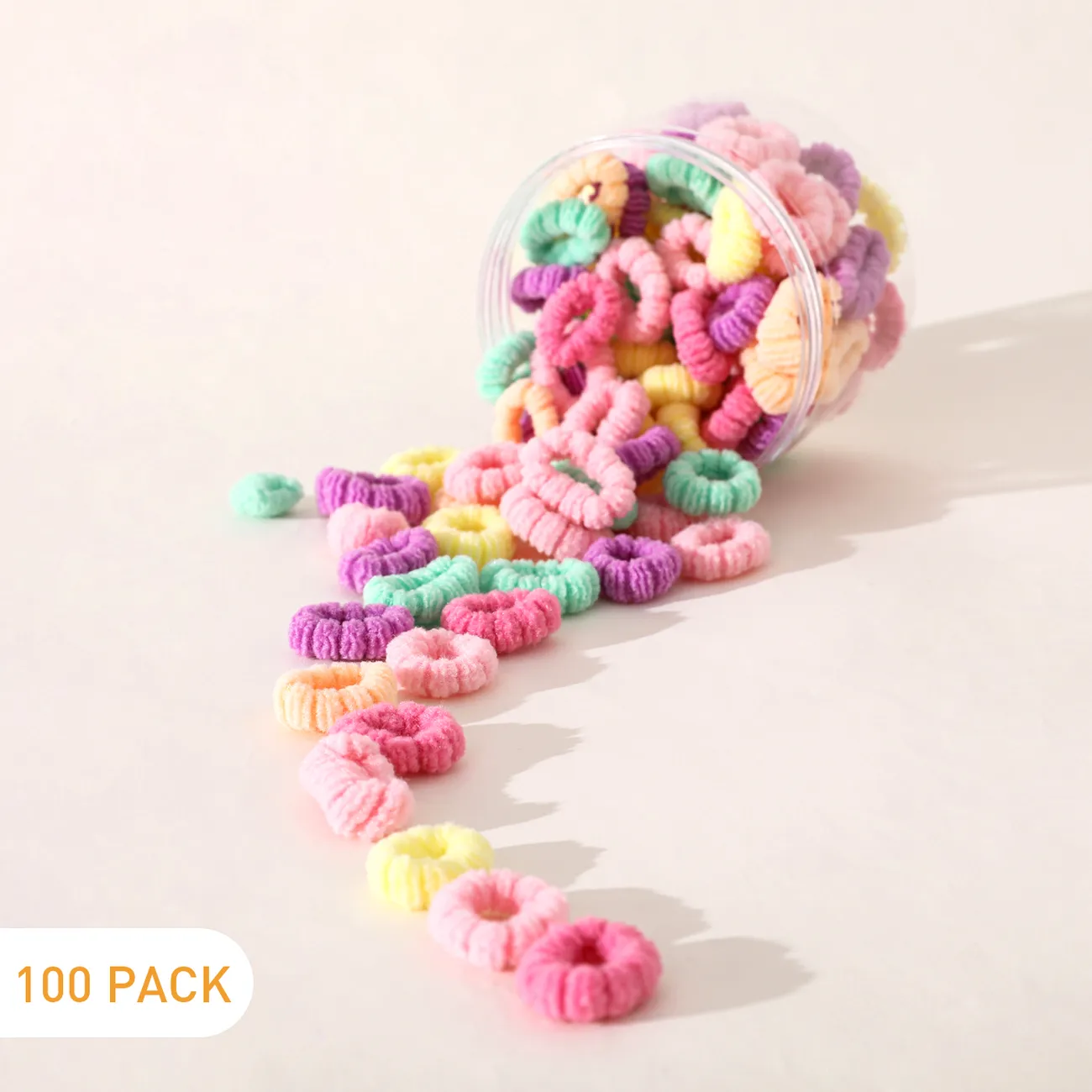 Paquete de 100 gomas para el pelo de nailon multicolor de alta elasticidad para niñas. Multicolor big image 1