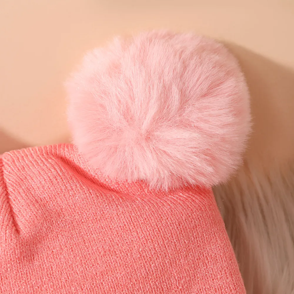 Baby Cute Pattern Pom Pom Decor Beanie Hat & Infinity Scarf big image 6