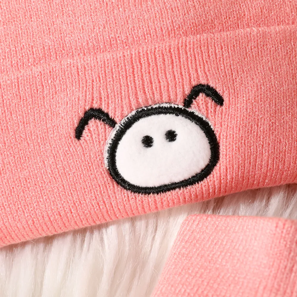 Baby Cute Pattern Pom Pom Decor Beanie Hat & Infinity Scarf big image 5