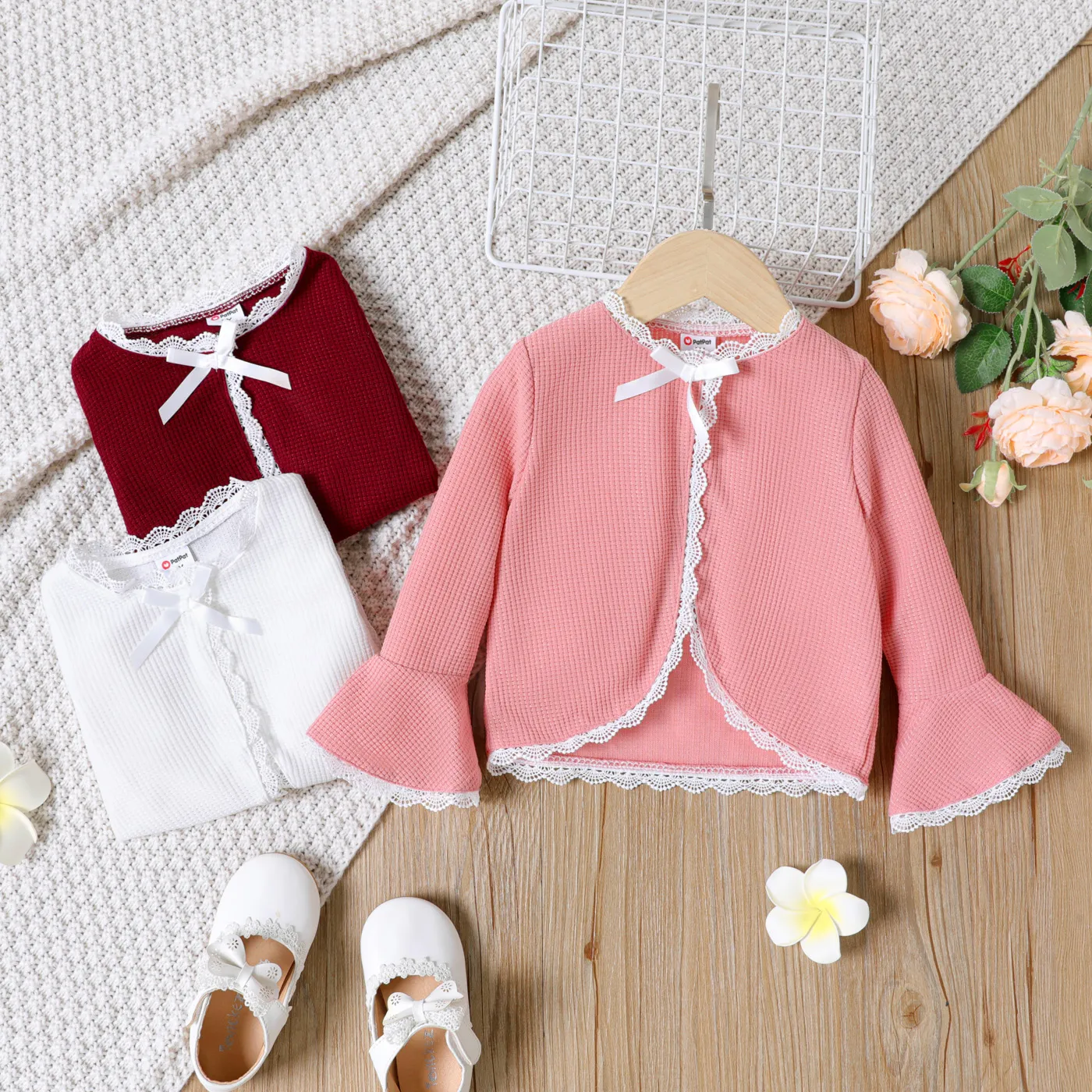 Criança Menina Renda Bonito Blusões e casacos Rosa image 2