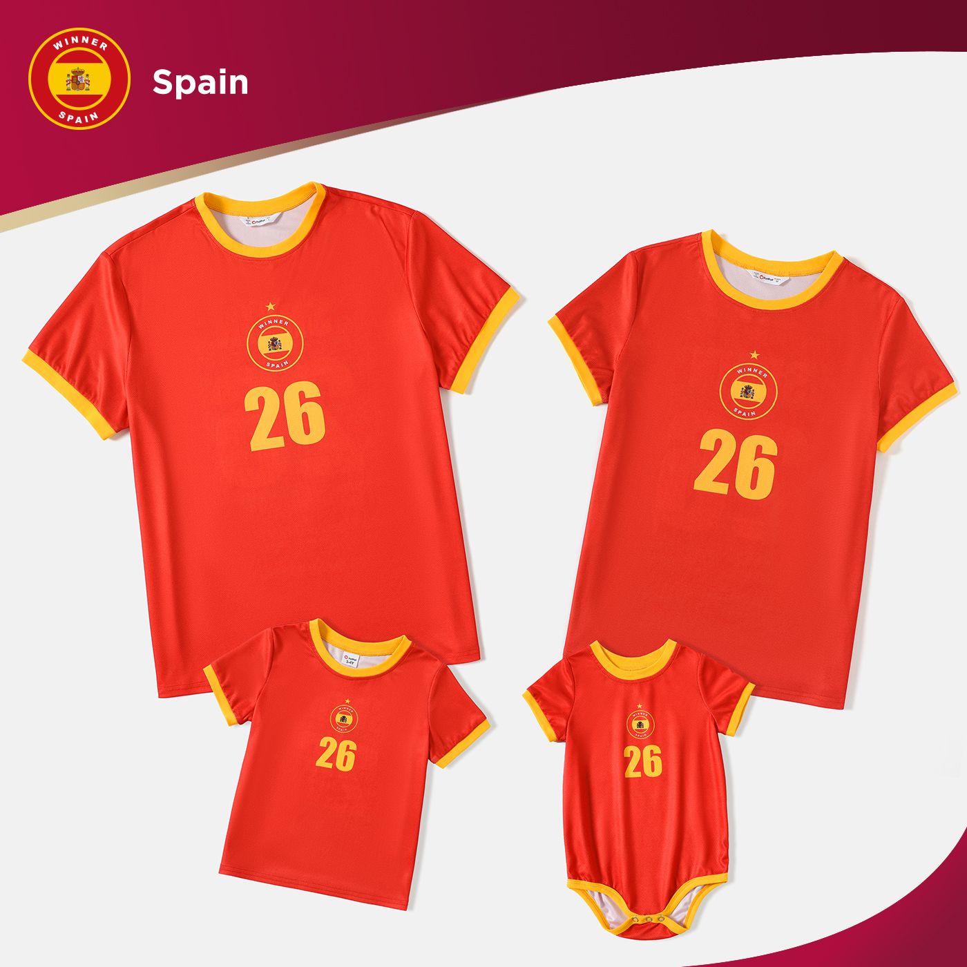 

Family Matching Red Short-sleeve Graphic Football T-shirts (Spain)