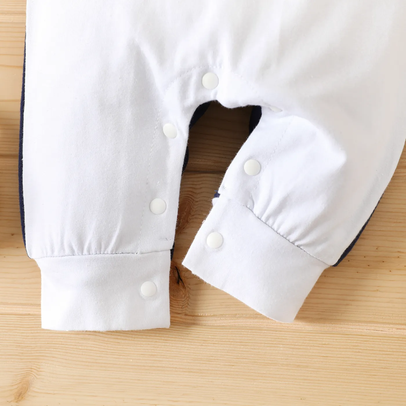 Baby Boy 95% Cotton Bow Tie Decor Contrast Collar Long-sleeve Spliced Jumpsuit Party Outfit  image 5