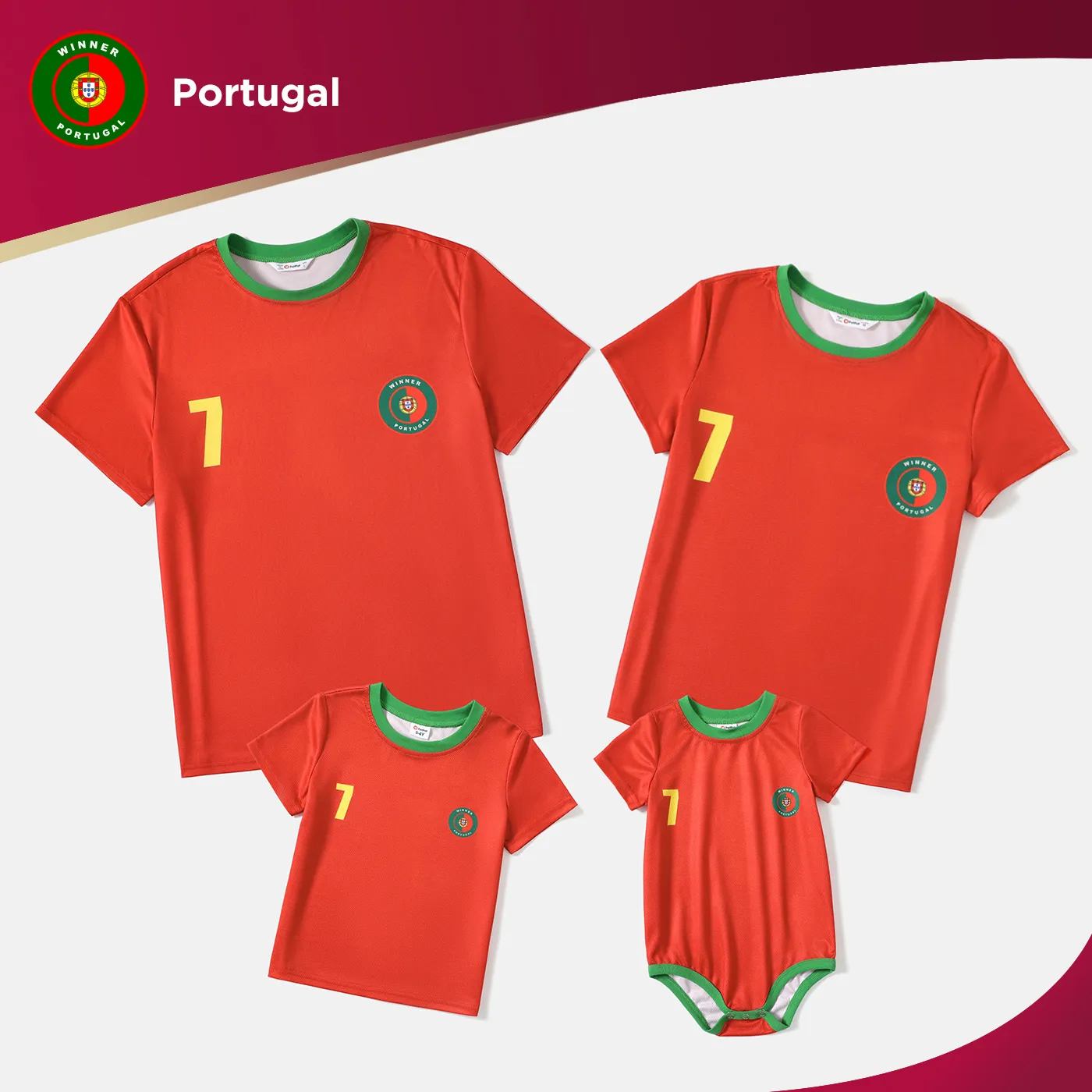 

Family Matching Short-sleeve Graphic Red Soccer T-shirts (Portugal)