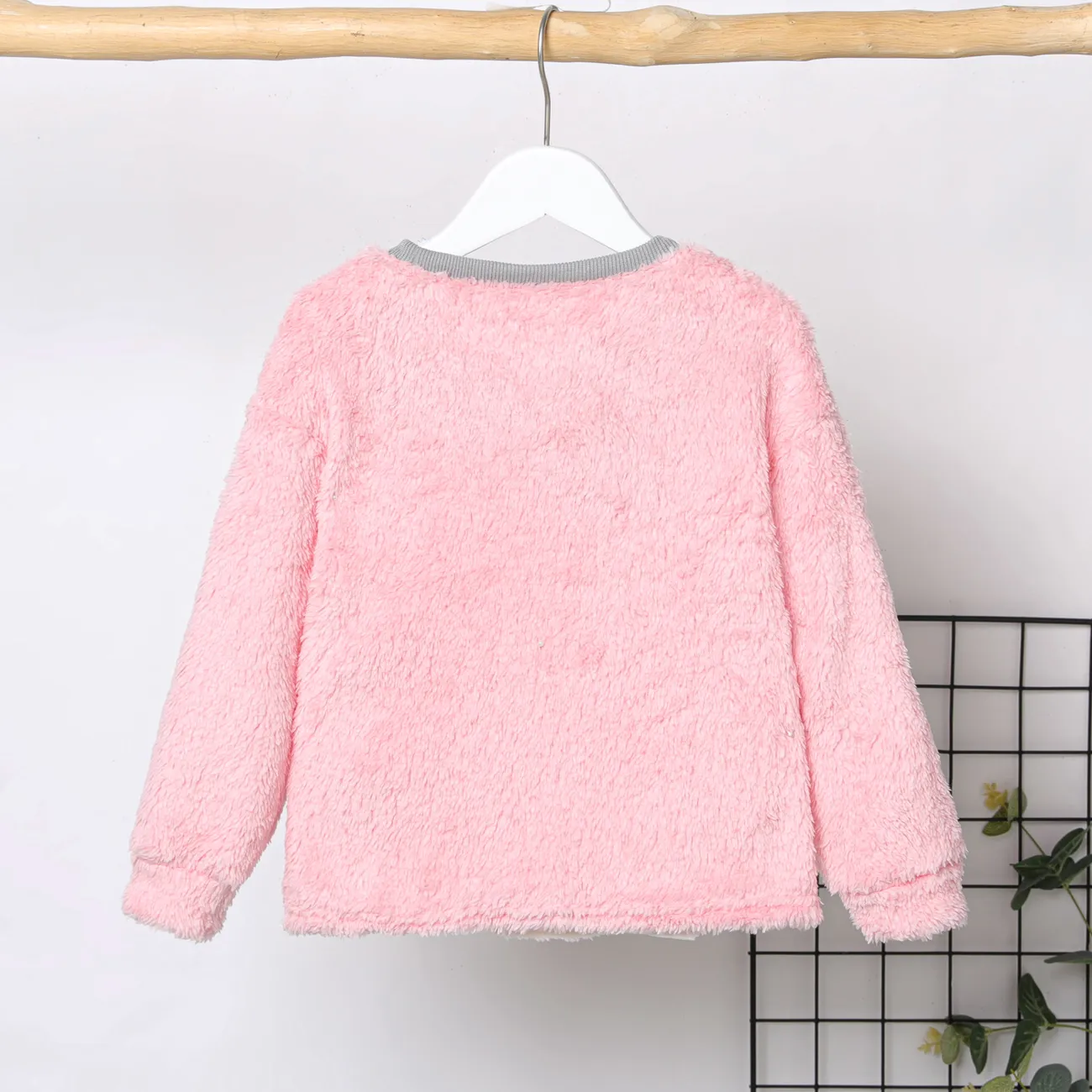 Kid Girl Sweet Colorblock Fleece Pullover Sweatshirt ColorBlock big image 1