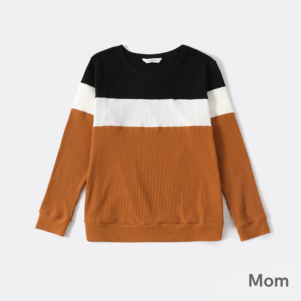 Color Block Family Matching Crewneck Long-sleeve Sweatshirts  big image 10