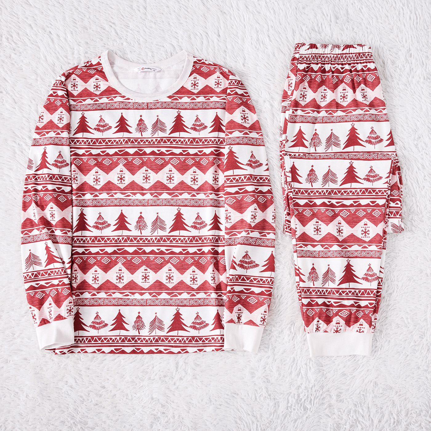 Christmas Family Matching Allover Xmas Tree Print Long-sleeve Naiaâ¢ Pajamas Sets (Flame Resistant)