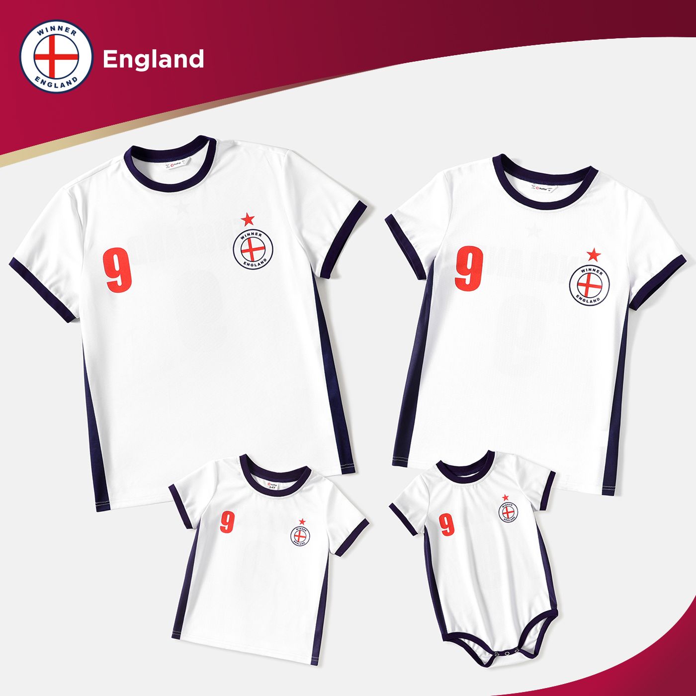 

Family Matching Short-sleeve Graphic White Soccer T-shirts (England)