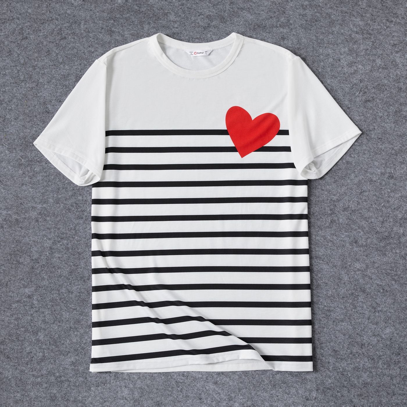 Family Matching Sets Allover Heart & Letter Print Twist Knot Body-con Dresses or Short-sleeve Stripe