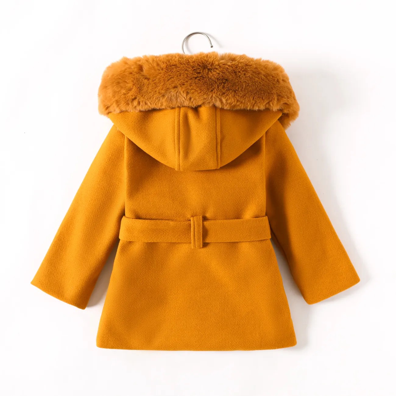 Abrigo elegante con capucha de piel sintética para niña pequeña/niño Marrón big image 1
