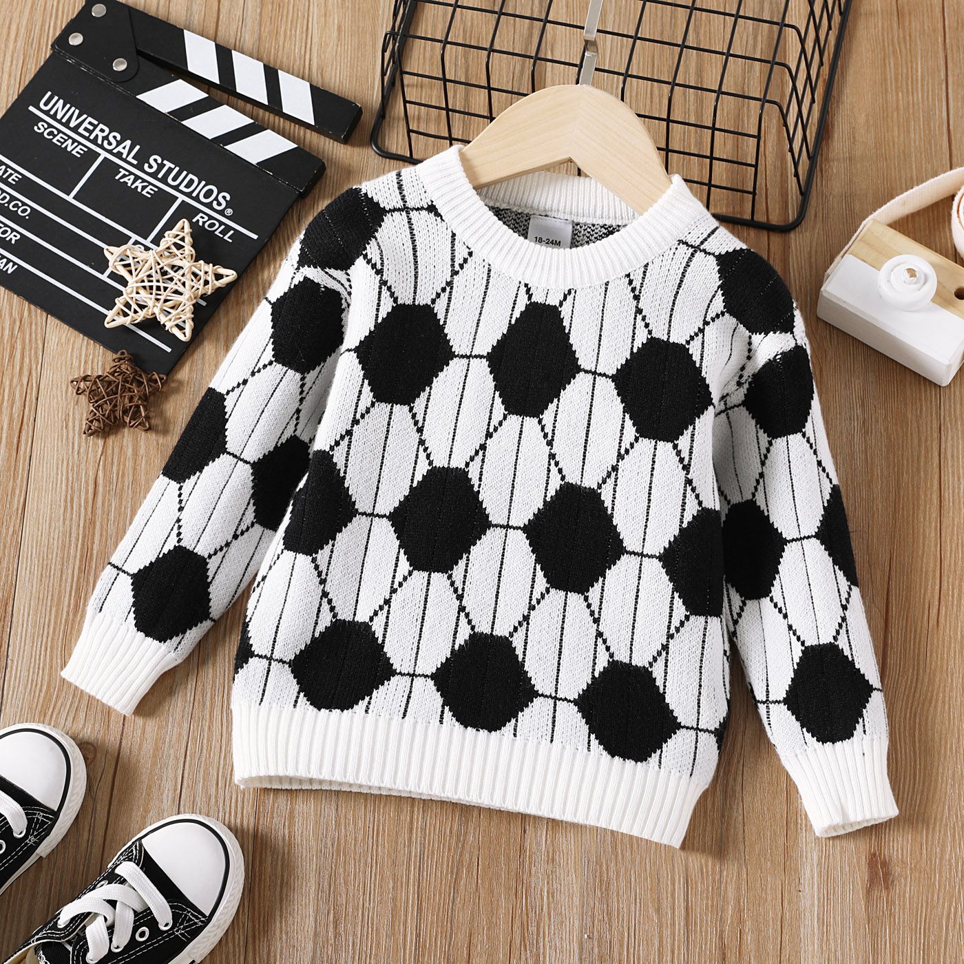 

Soccer Cup Toddler Boy Trendy Colorblock Knit Sweater