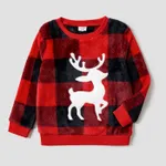 Christmas Family Matching Reindeer Graphic Thickened Flannel Long-sleeve Plaid Tops  image 6