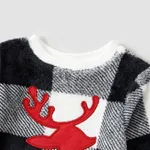 Christmas Family Matching Reindeer Graphic Thickened Flannel Long-sleeve Plaid Tops  image 3