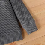 Kid Boy Pocket Design Grey Ribbed Cotton Knit Sweater  image 4
