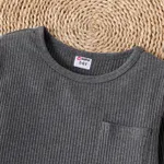 Kid Boy Pocket Design Grey Ribbed Cotton Knit Sweater  image 2
