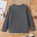 Kid Boy Pocket Design Grey Ribbed Cotton Knit Sweater  image 5