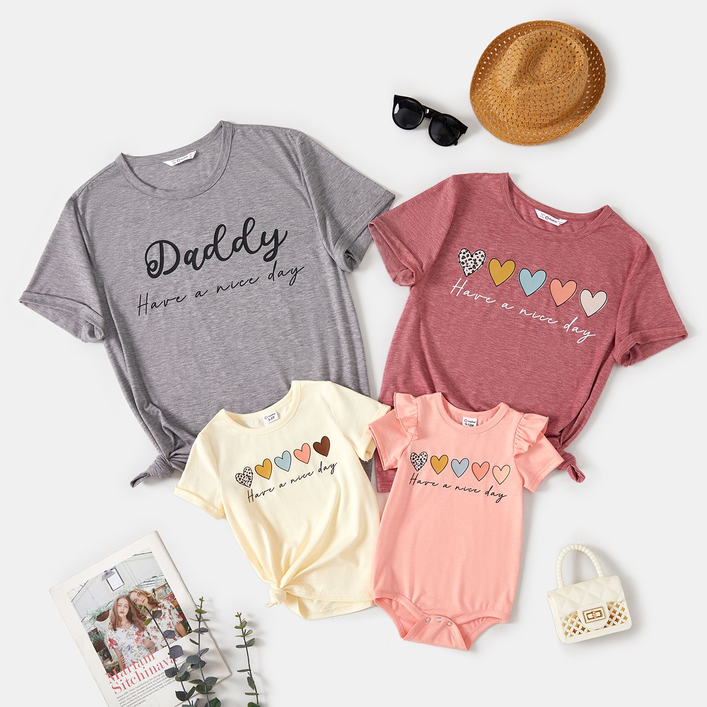 

Family Matching Heart & Letter Print Short-sleeve T-shirts