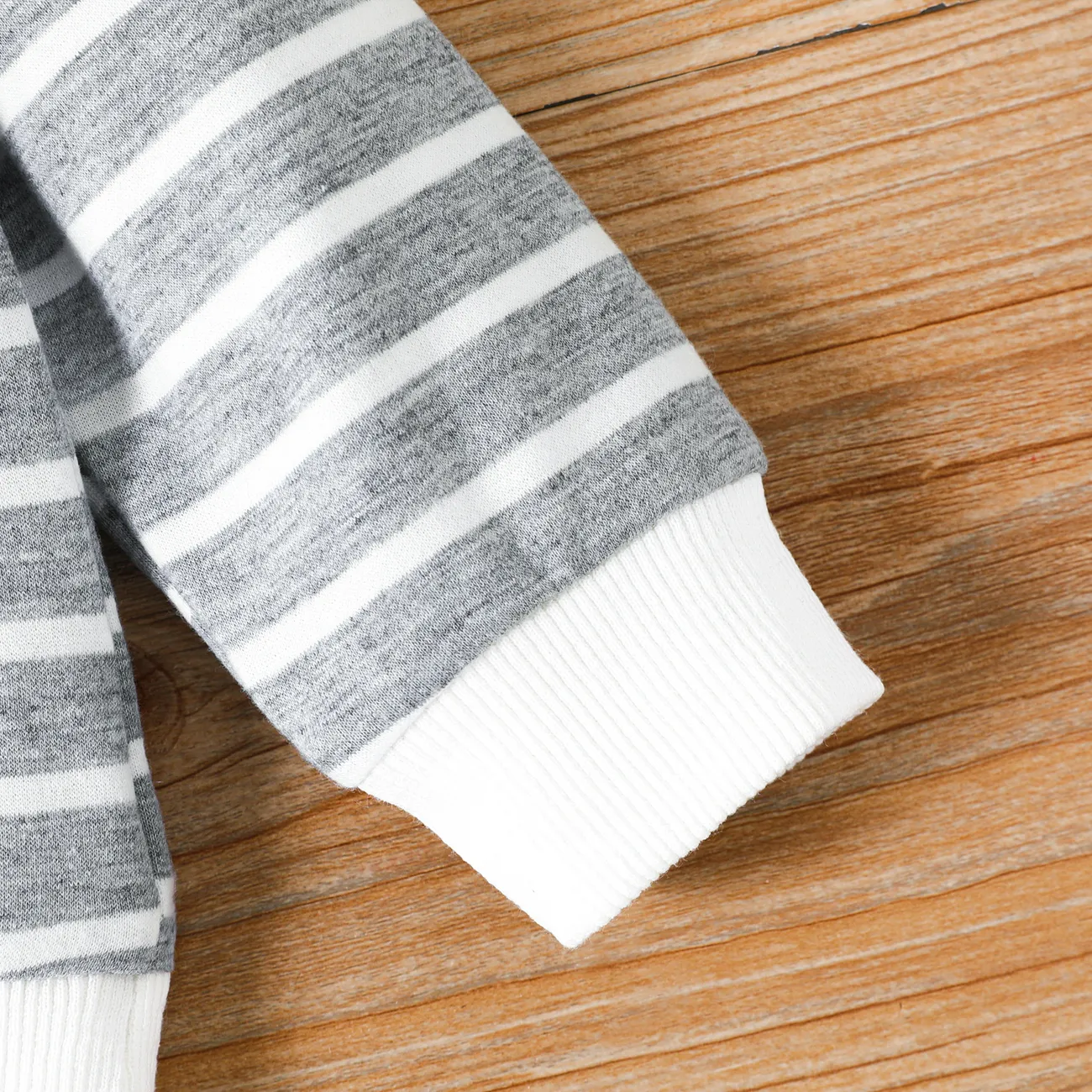Baby Boy/Girl Long-sleeve Striped Pullover Sweatshirt Light Grey big image 1