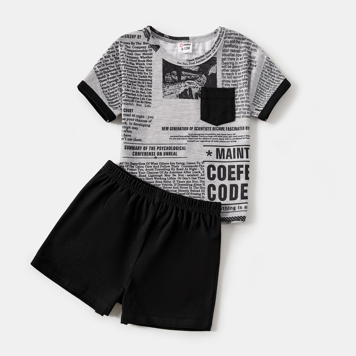 Family Matching Newspaper Print V Neck Short-sleeve Twist Knot Bodycon Dresses And T-shirts Sets