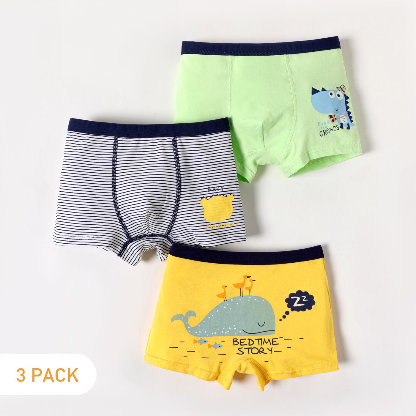 

3-Pack Kid Boy Dinosaur Print Boxer Briefs Underwear