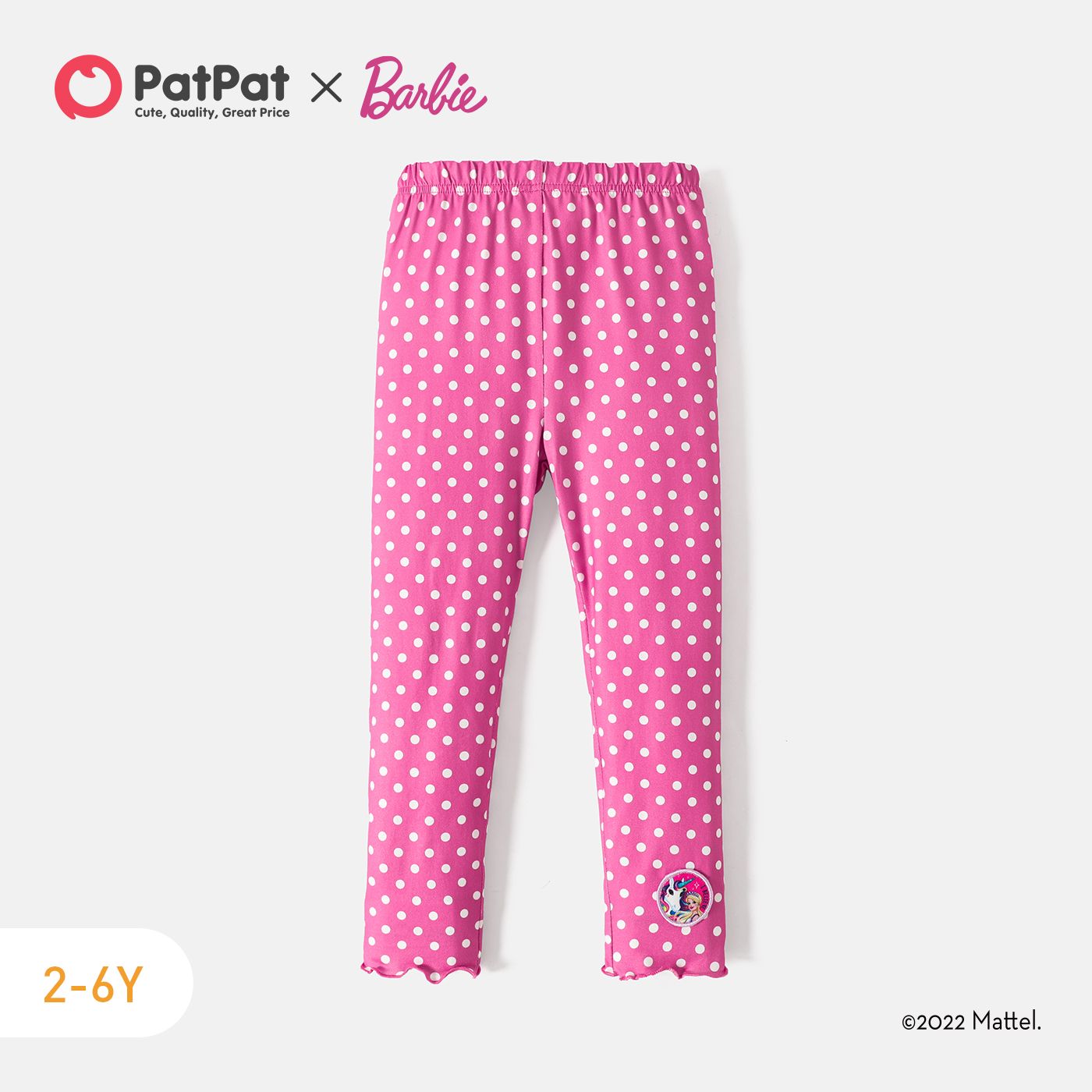 

Barbie Toddler Girl Patch Embroidered Polka dots/Star Print/Solid Color Cotton Elasticized Leggings