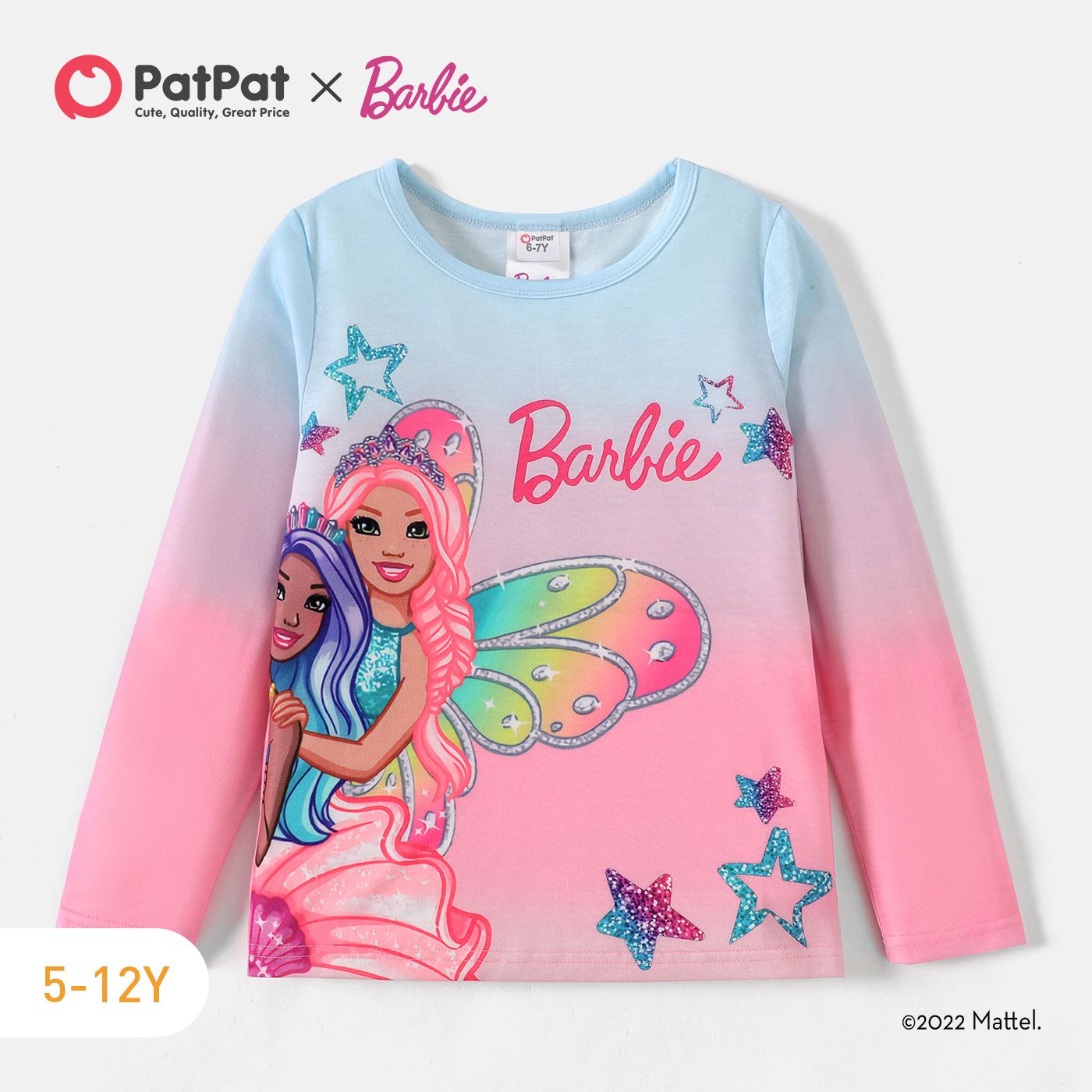 

Barbie Kid Girl Gradient Color Long-sleeve Tee