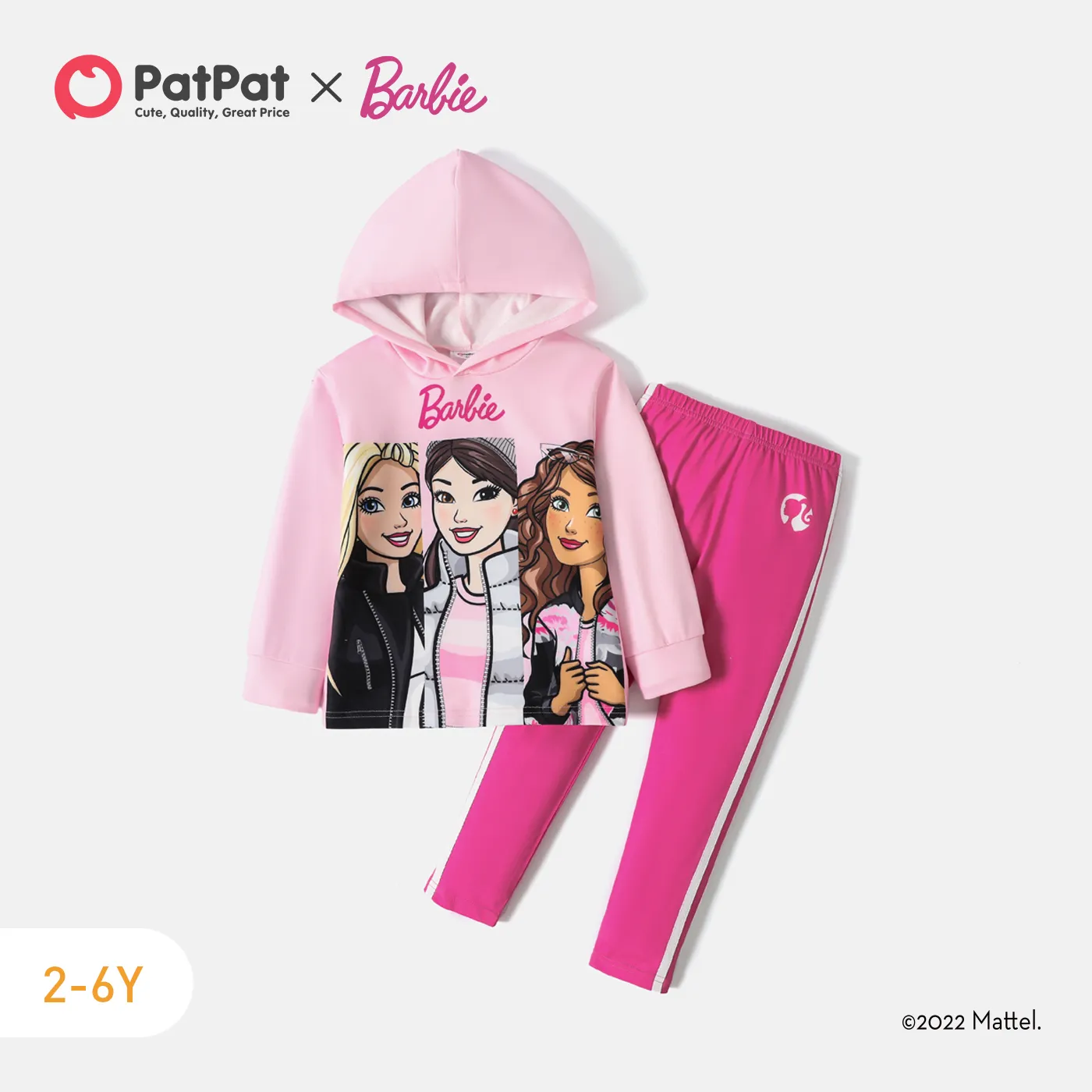 

Barbie 2pcs Toddler Girl Character Print Pink Hoodie Sweatshirt and Elasticized Pants Set