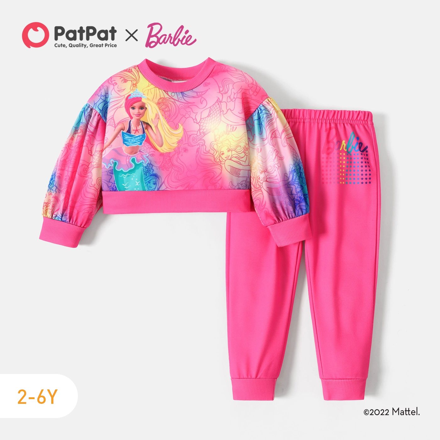 

Barbie 2pcs Toddler Girl Allover Print Pink Pullover Sweatshirt and Pink Pants Set
