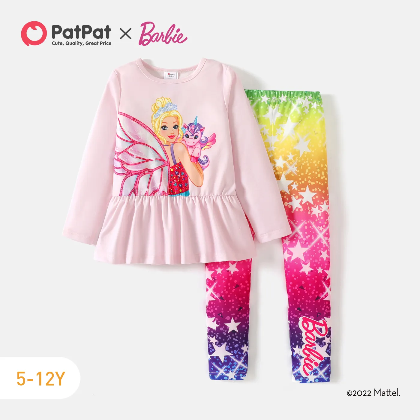 

Barbie 2pcs Kid Girl Character Unicorn Print Long-sleeve Tee and Allover Print Leggings Set