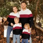 Family Matching Cotton Rib Knit Colorblock Long-sleeve Hoodies  image 3