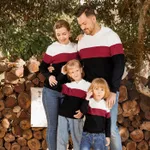 Family Matching Cotton Rib Knit Colorblock Long-sleeve Hoodies  image 5