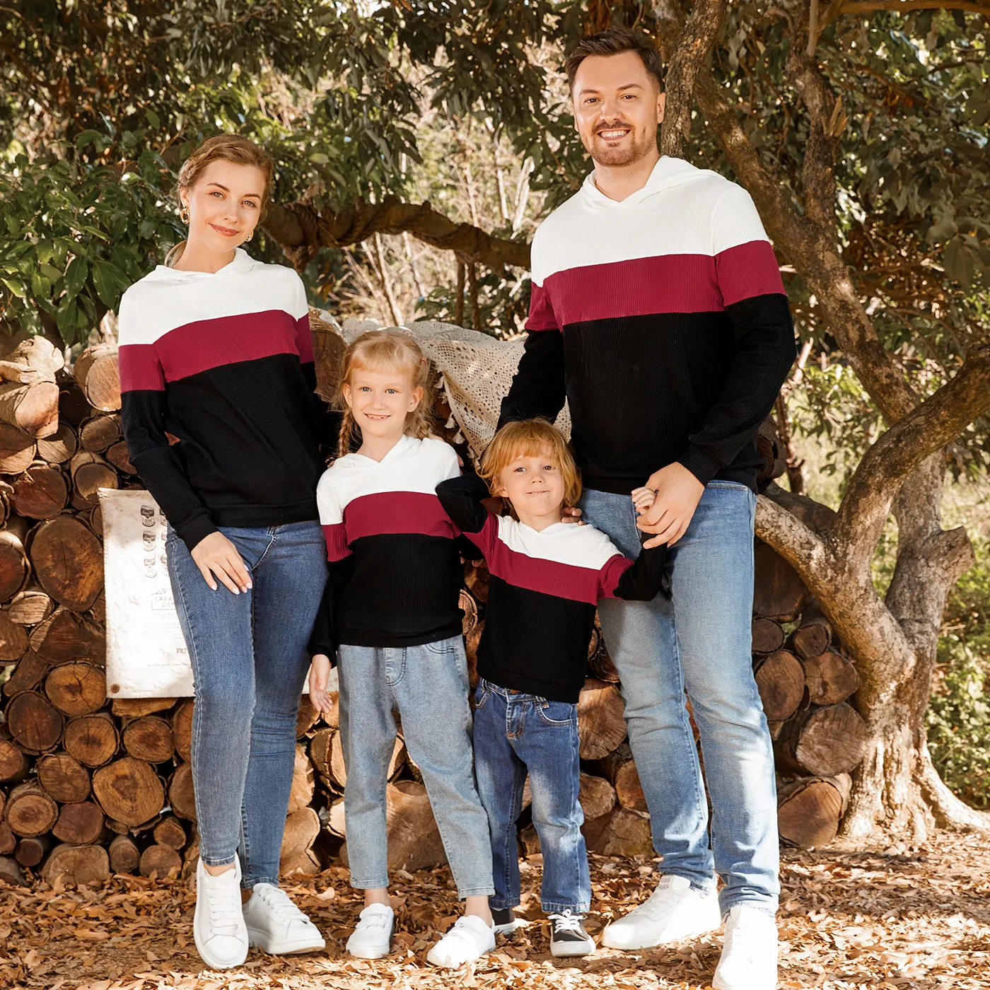 Look de família Manga comprida Conjuntos de roupa para a família Tops Preto/Branco/Vermelho image 6