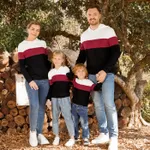 Family Matching Cotton Rib Knit Colorblock Long-sleeve Hoodies  image 6