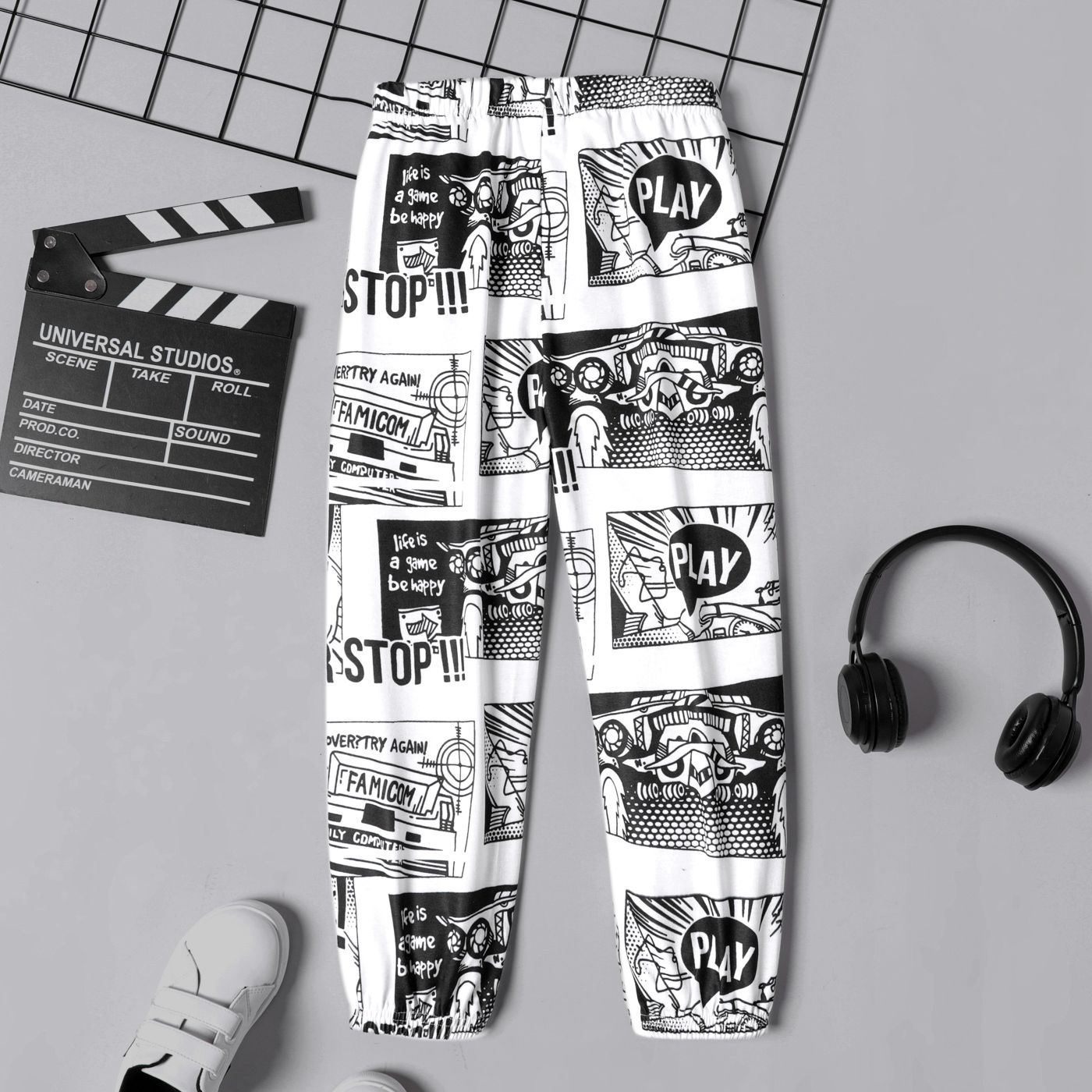 

Kid Boy Letter Allover Print Elasticized Pants