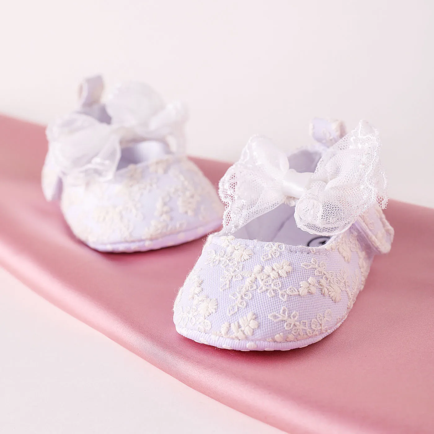 Baby / Toddler White Bow Soft Sole Cloth Princess Dresses Shoes White image 2