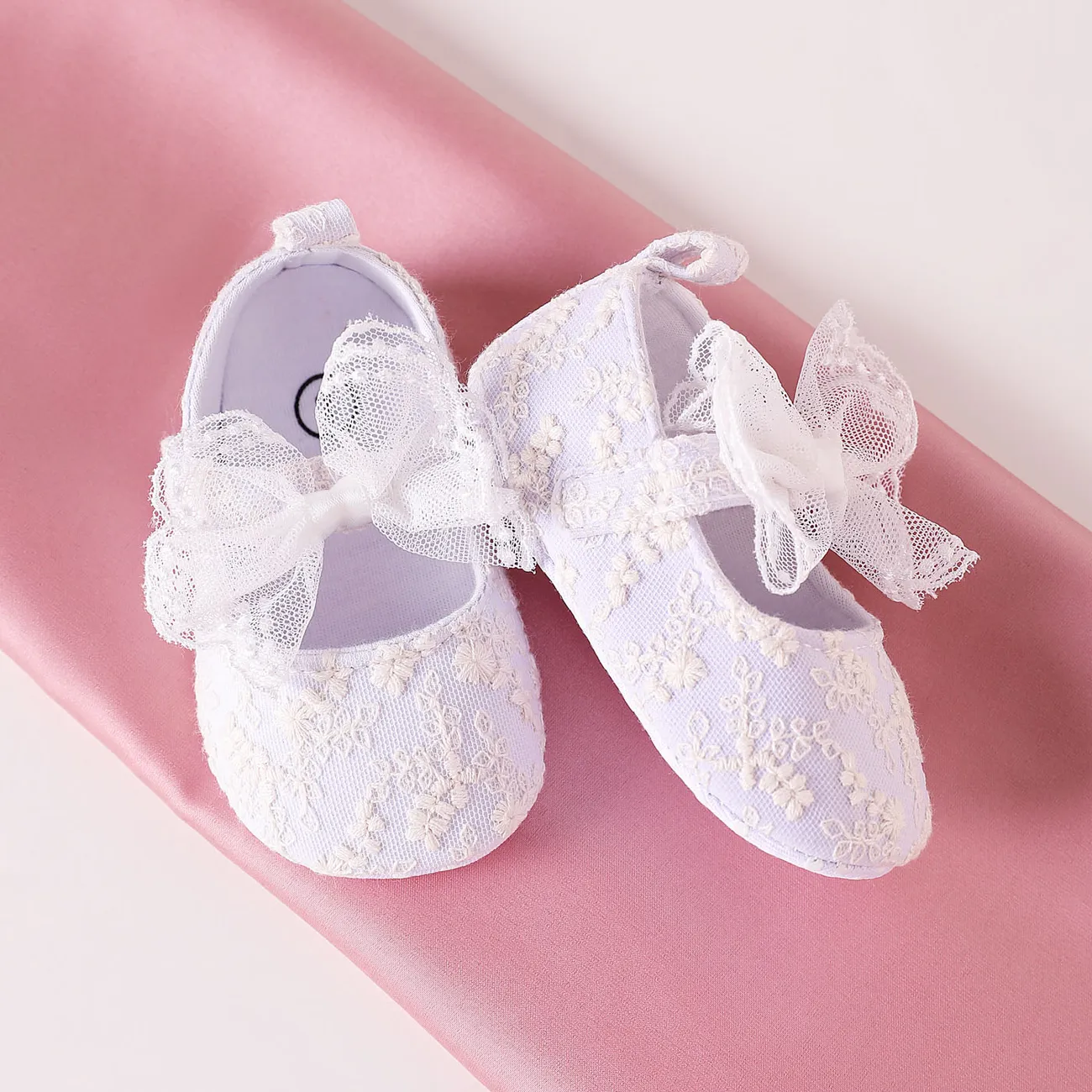 Baby / Toddler White Bow Soft Sole Cloth Princess Dresses Shoes White big image 1
