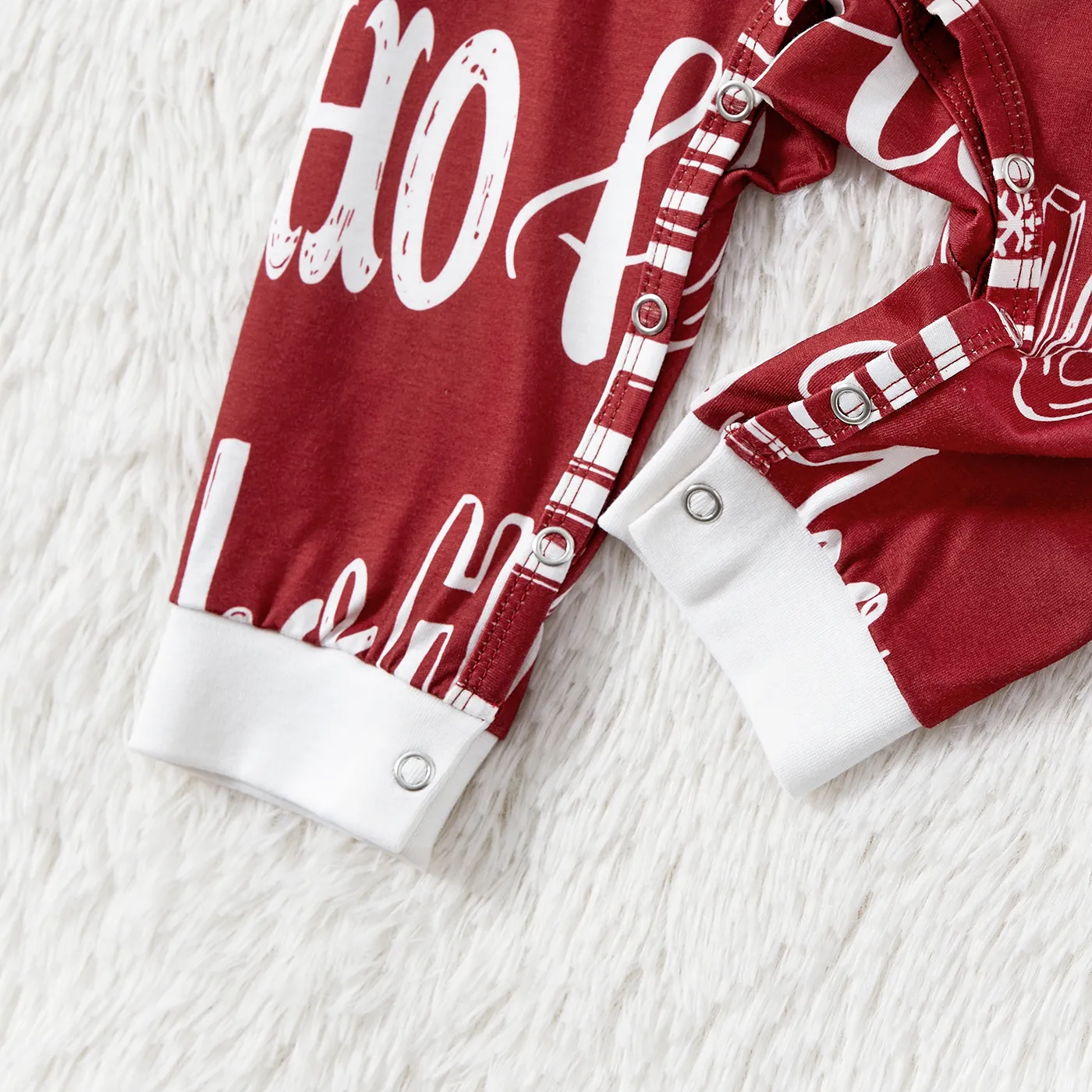 Christmas Family Matching Allover Letter Print Burgundy Long-sleeve Naia Pajamas Sets (Flame Resistant) Burgundy image 6