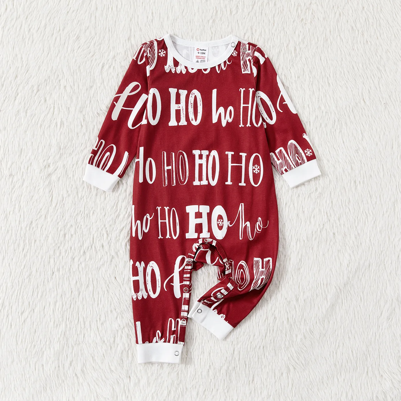 Christmas Family Matching Allover Letter Print Burgundy Long-sleeve Naia Pajamas Sets (Flame Resistant) Burgundy big image 1