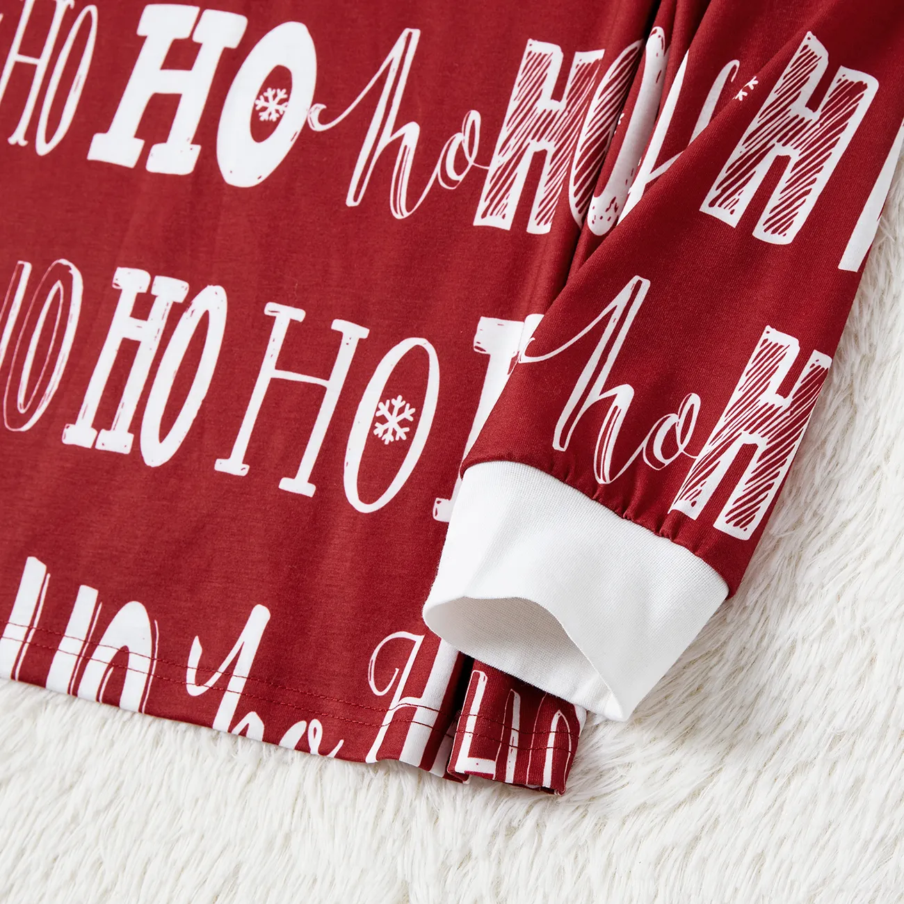 Christmas Family Matching Allover Letter Print Burgundy Long-sleeve Naia Pajamas Sets (Flame Resistant) Burgundy big image 1
