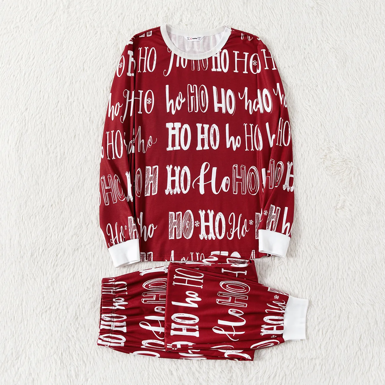 Weihnachten Familien-Looks Langärmelig Familien-Outfits Pyjamas (Flame Resistant) Burgundy big image 1