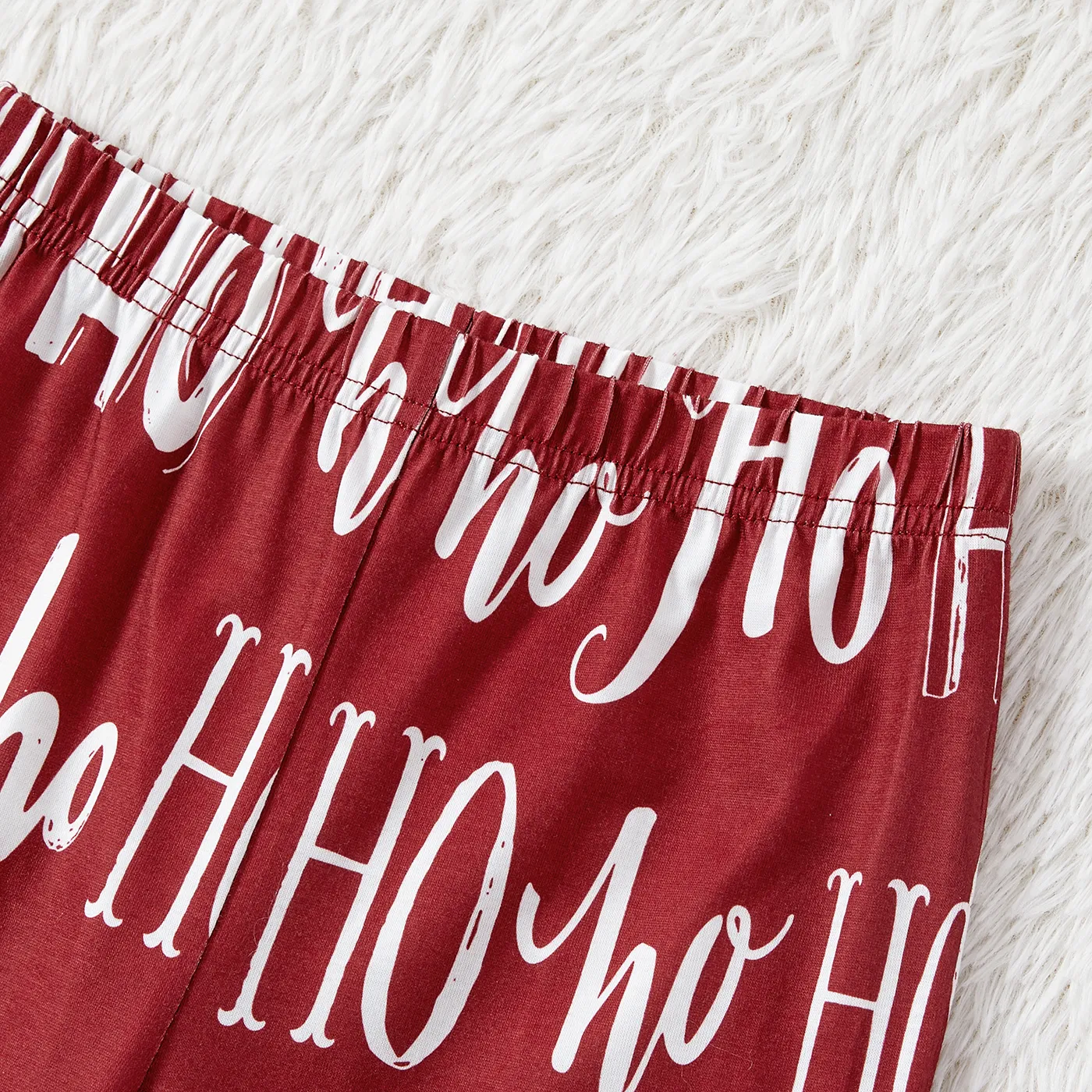Christmas Family Matching Allover Letter Print Burgundy Long-sleeve Naia Pajamas Sets (Flame Resistant) Burgundy image 4