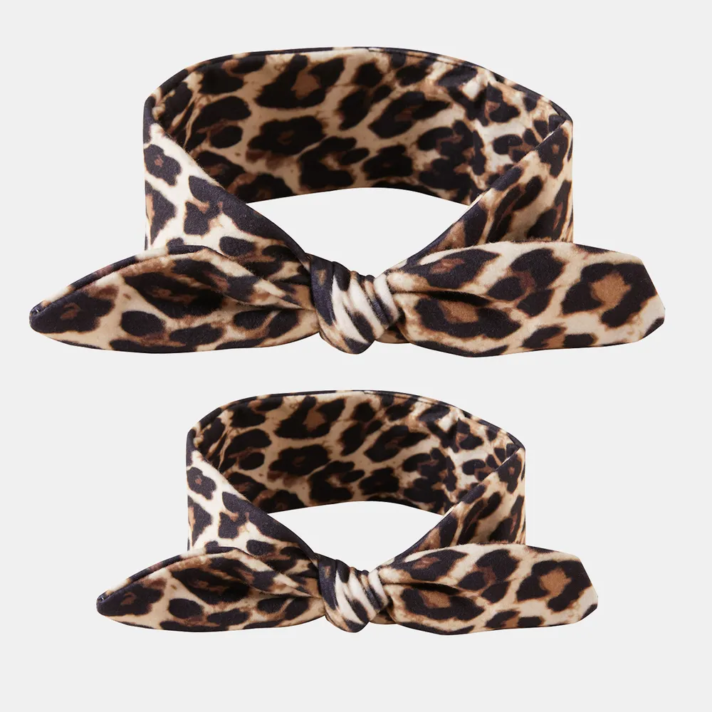 2-pack Leopard Print Bow Headband for Mom and Me  big image 1