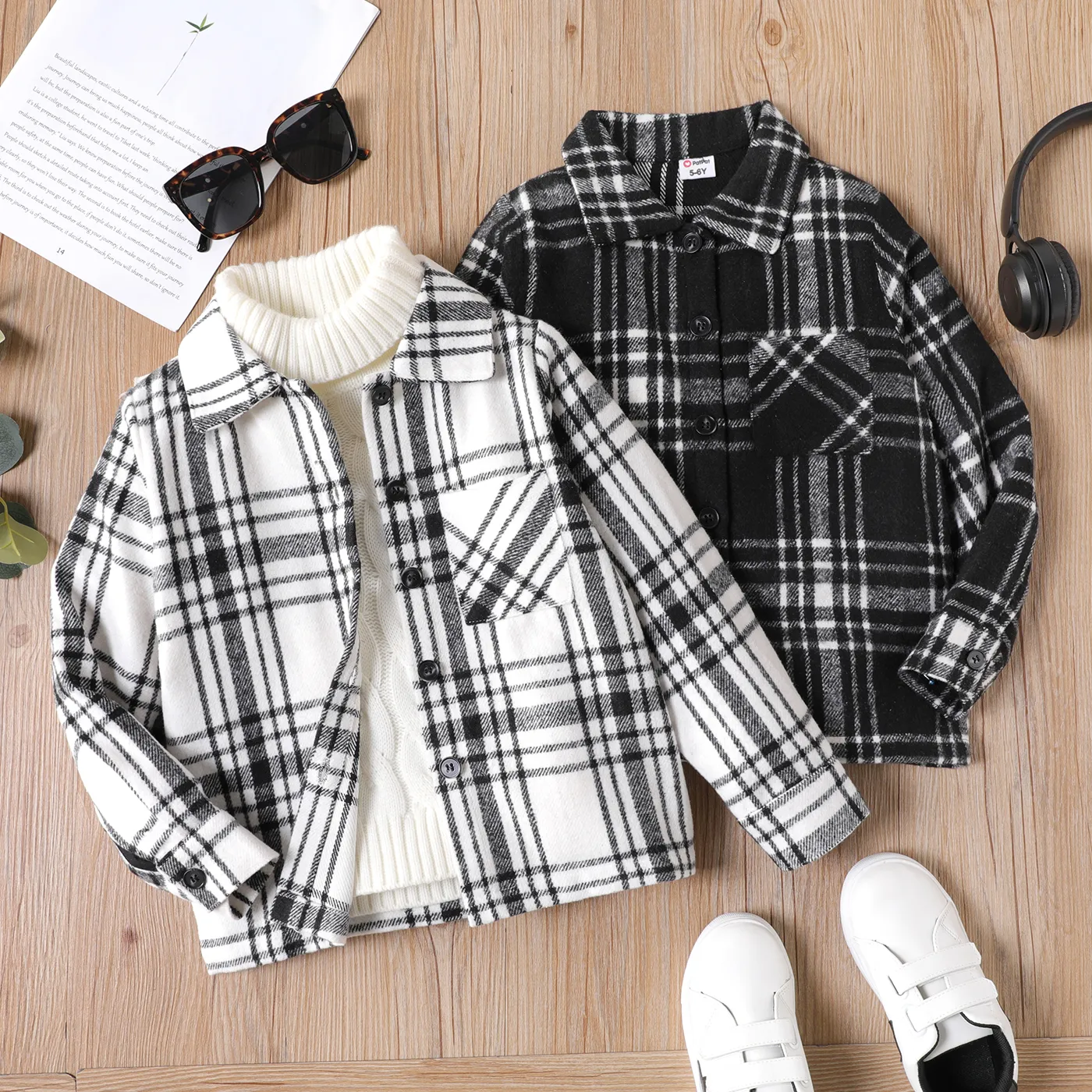 Kid Boy Lapel Collar Plaid Long-sleeve Shirt  image 2