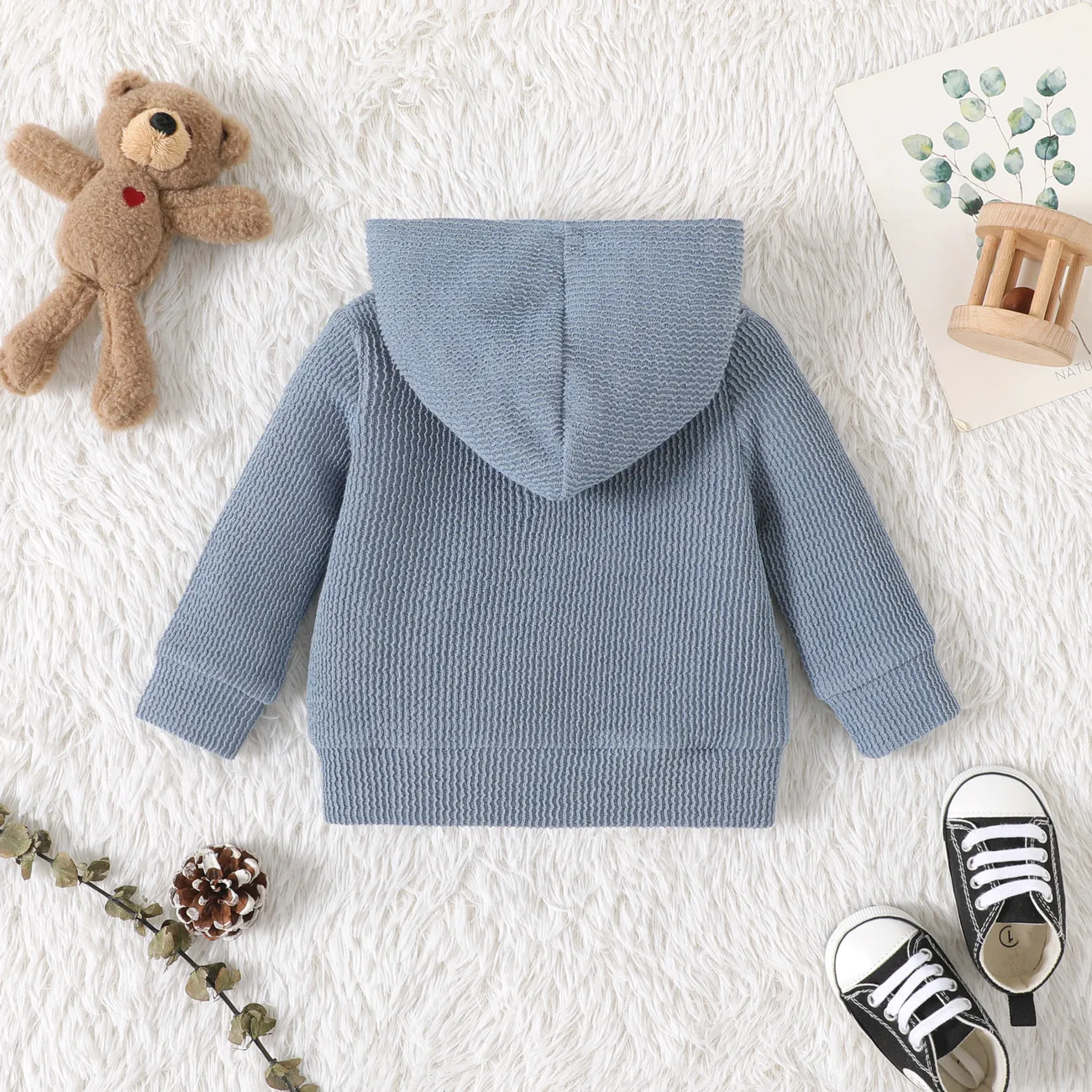 Baby Unisex Mit Kapuze Basics Langärmelig Sweatshirts blau big image 1
