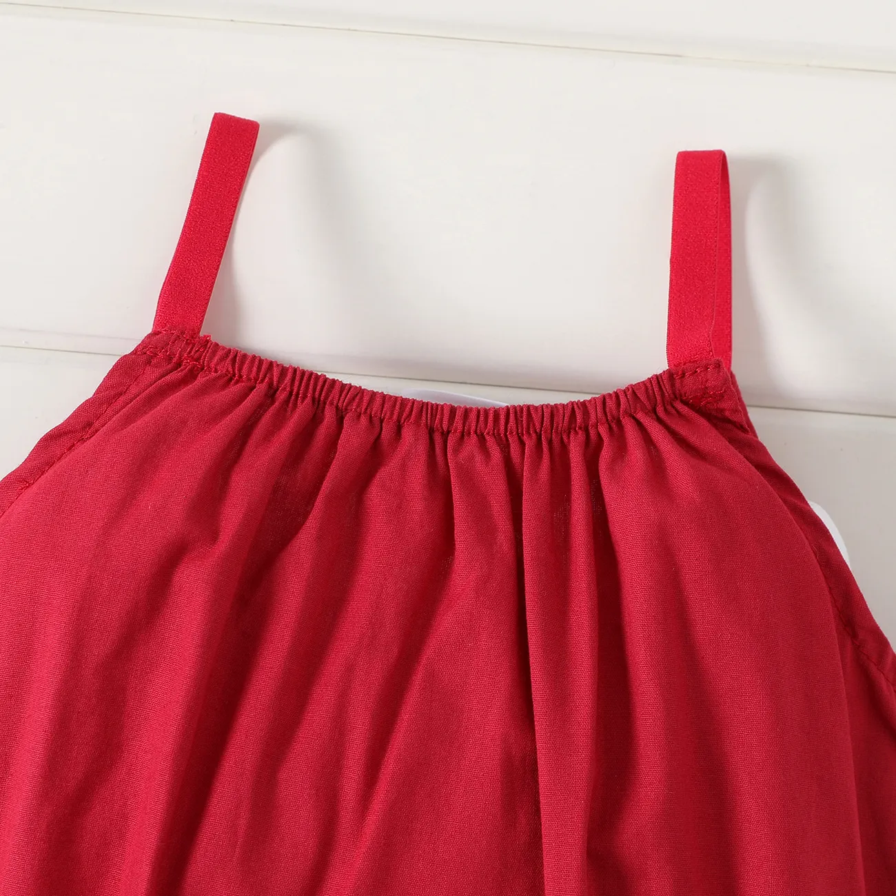 100% Cotton Baby Girl Loose-fit Solid Sleeveless Spaghetti Strap Harem Pants Overalls Burgundy big image 1