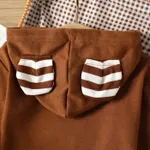 2pcs Baby Boy/Girl Brown Long-sleeve 3D Ears Hoodie and Striped Pants Set  image 4