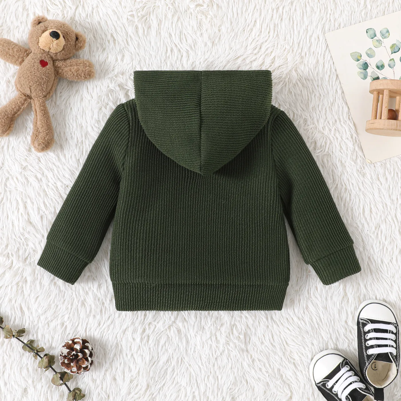 Baby Boy/Girl Solid Textured Long-sleeve Hoodie  image 6
