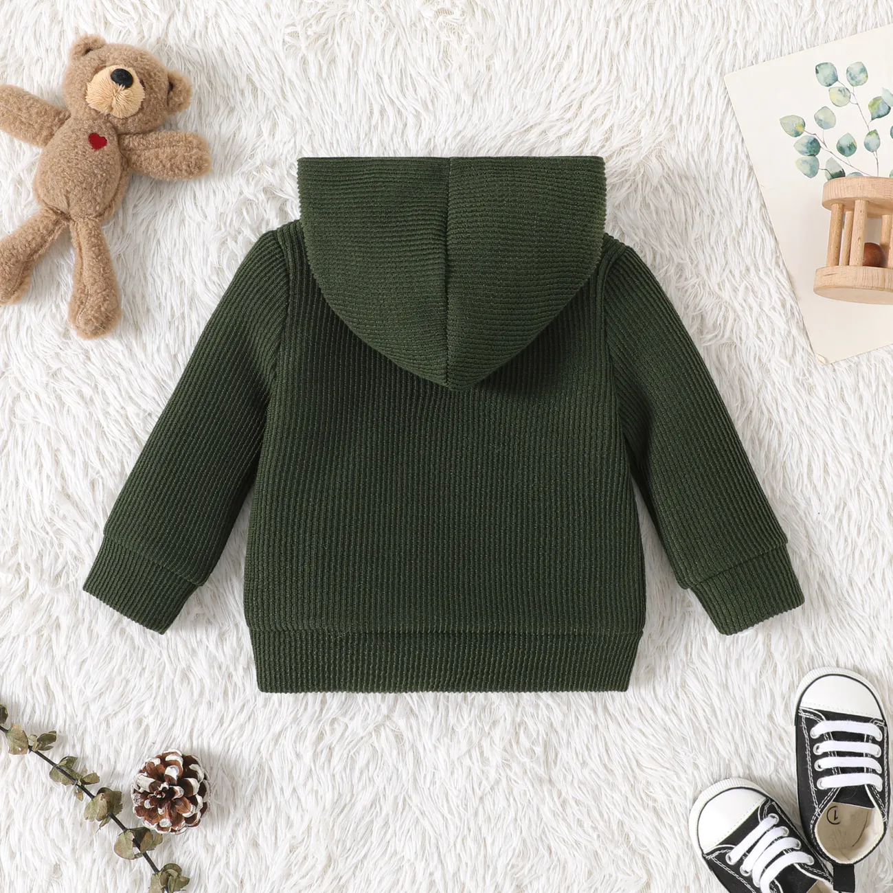 Baby Unisex Mit Kapuze Basics Langärmelig Sweatshirts grün big image 1