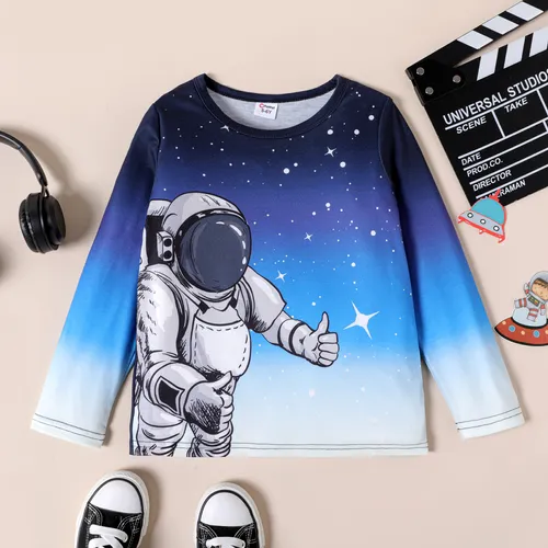 Kid Boy Space Astronaut Print Long-sleeve Tee