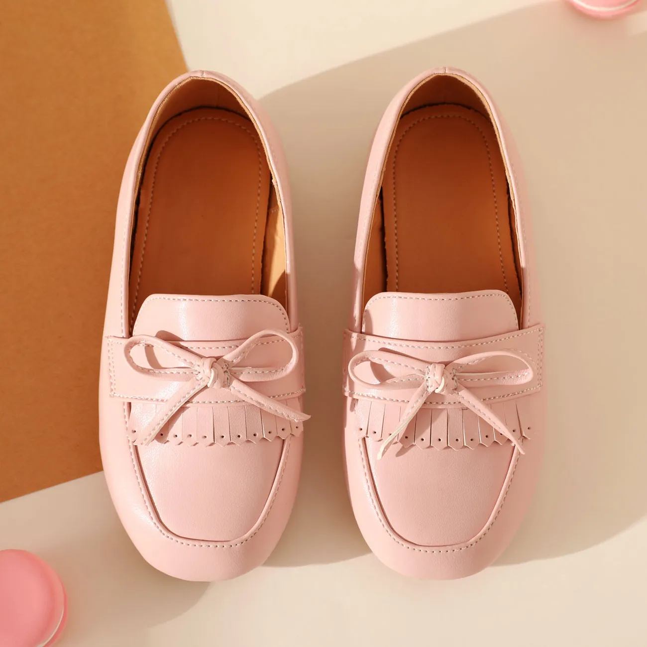 Toddler / Kid Bow & Tassel Decor Pink Loafers  big image 1